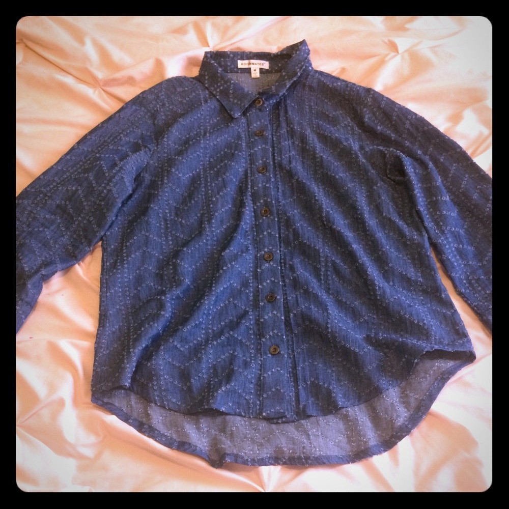 Navy button down